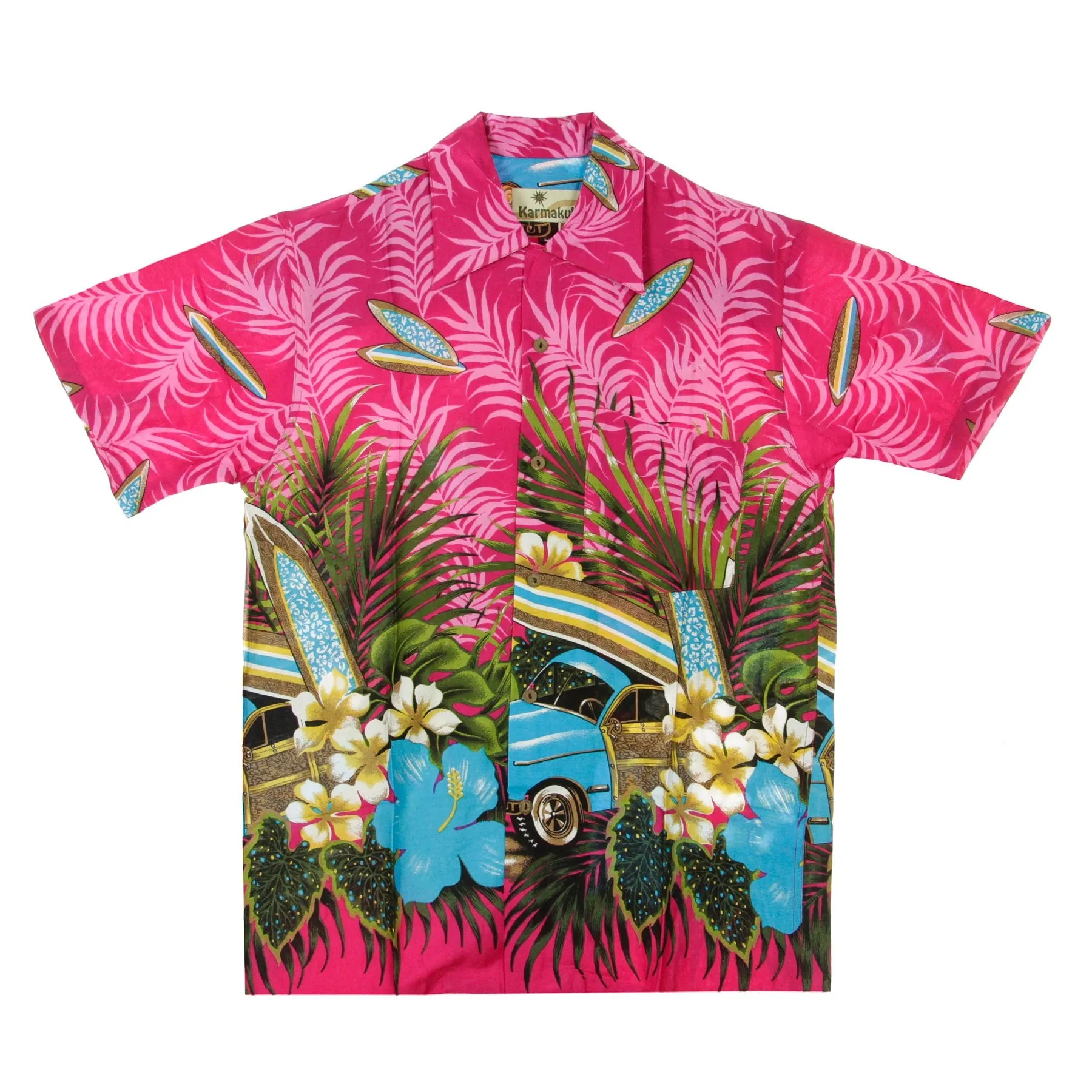 Camicia Manica Corta Uomo Hawaiian Shirt Low Rider Pink
