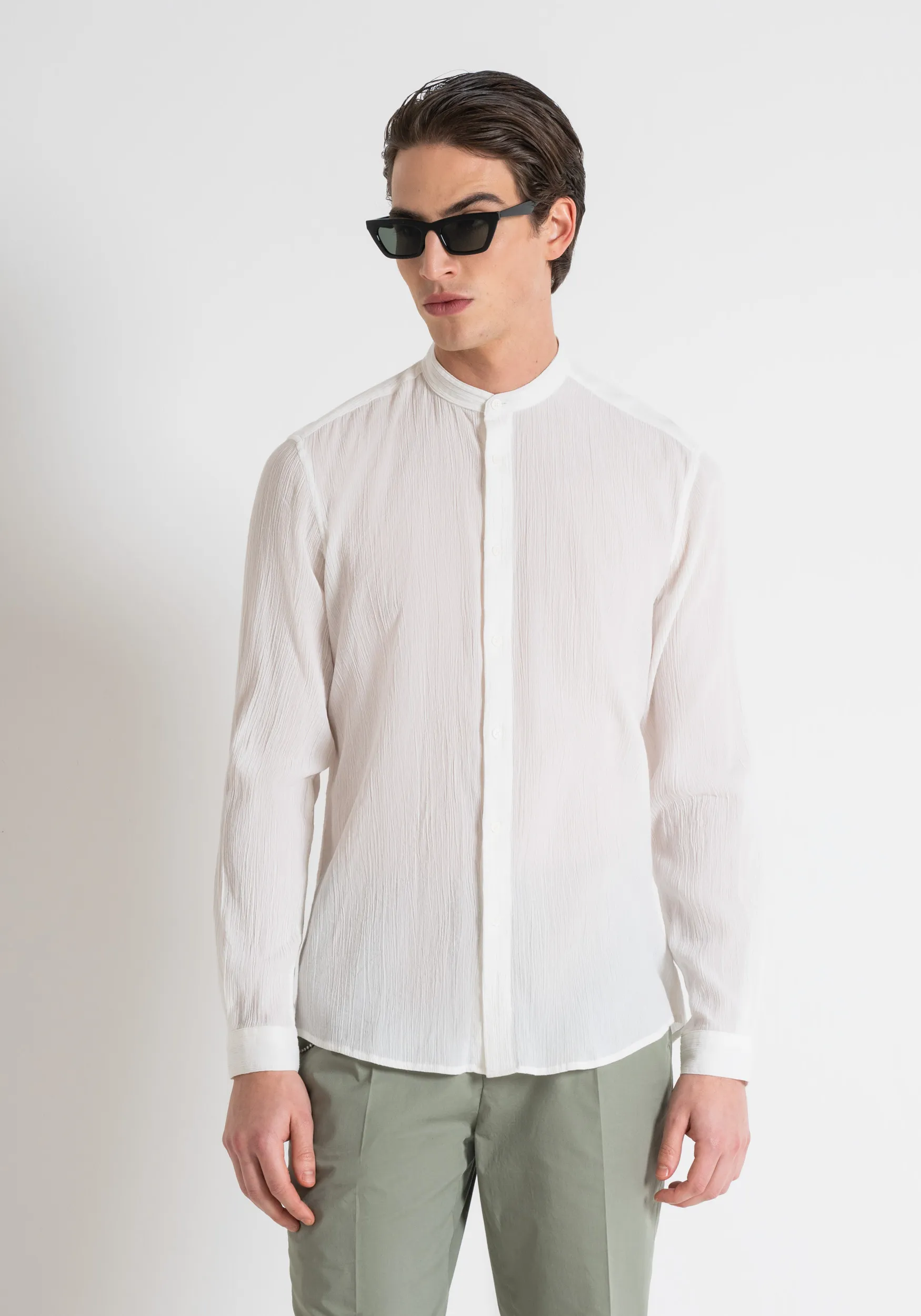 CAMICIA REGULAR FIT “SEOUL” IN COTONE CON EFFETTO STROPICCIATO