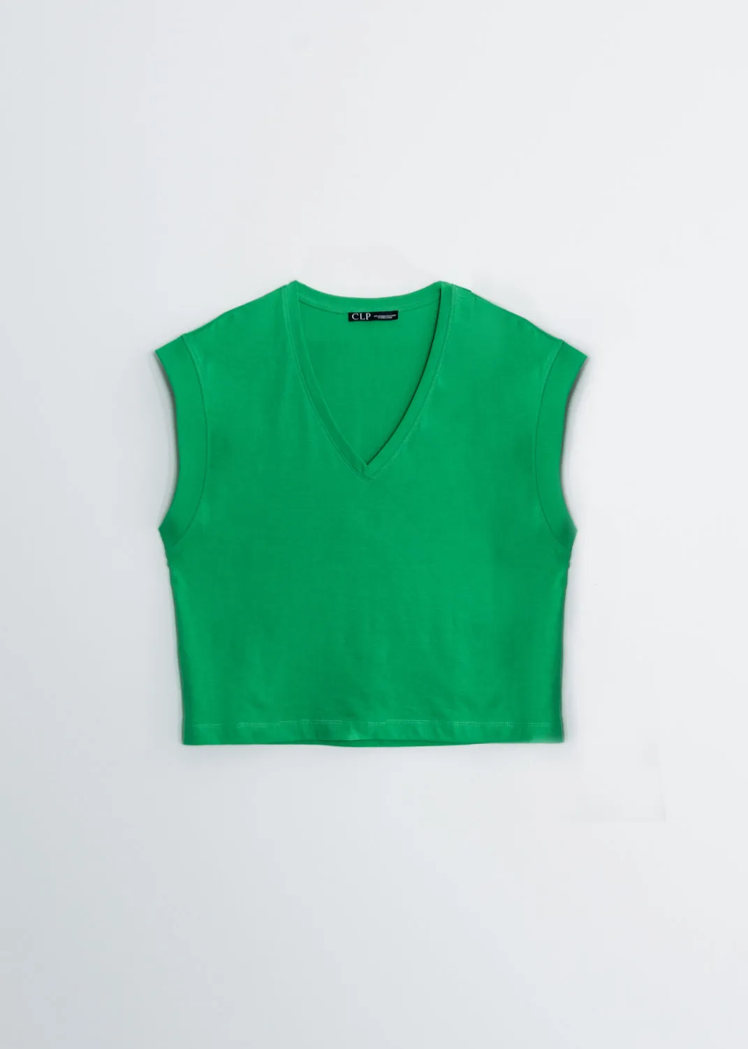 Camiseta escote pico rib