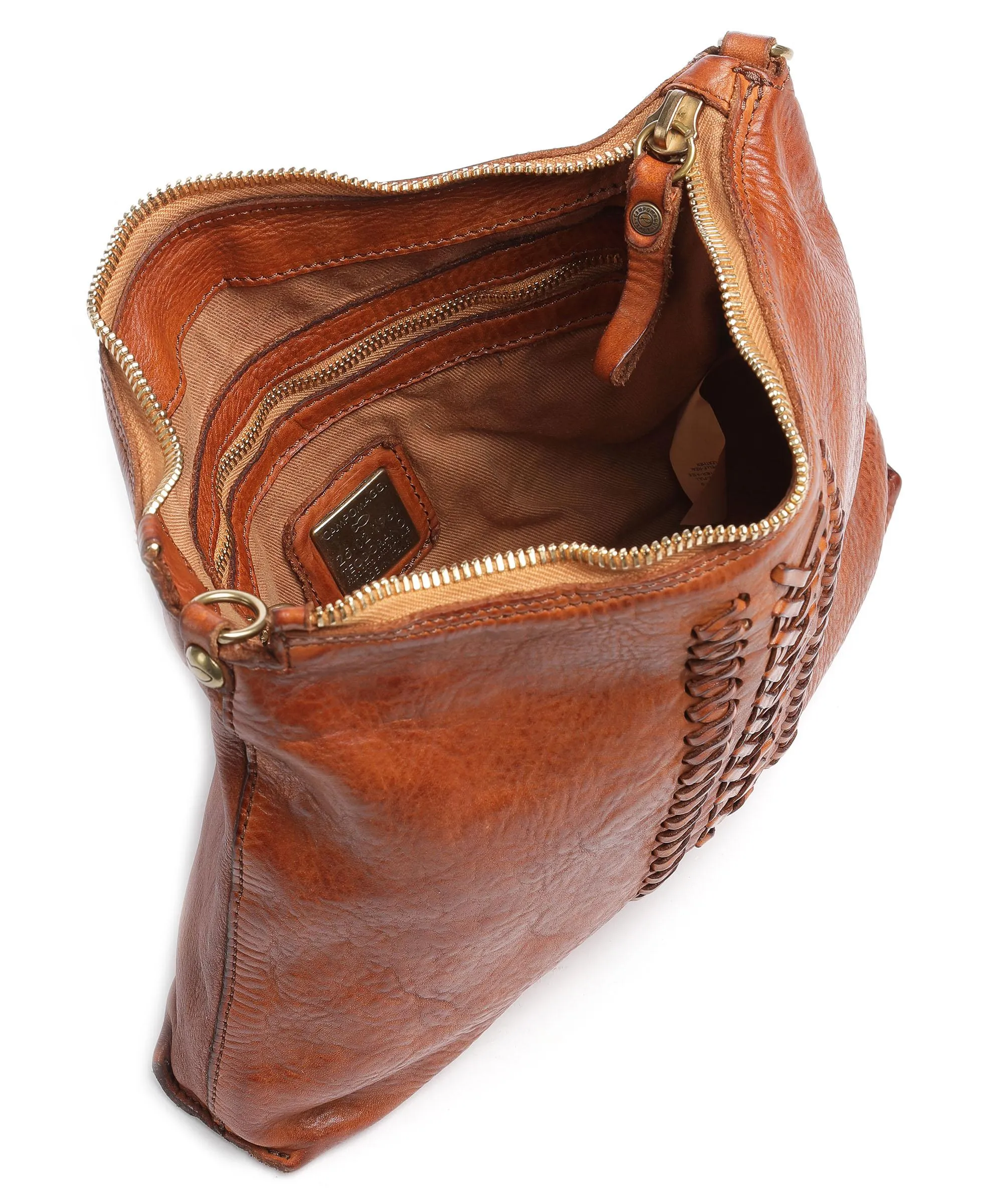  Campomaggi Borsa a spalla pelle di vacchetta finemente grana cognac  