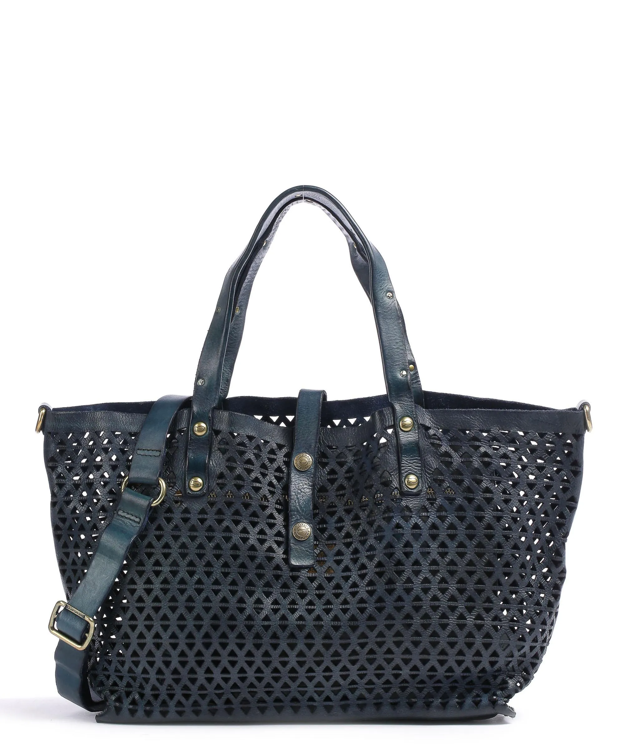  Campomaggi Borsa shopper pelle di vacchetta finemente grana blu scuro  