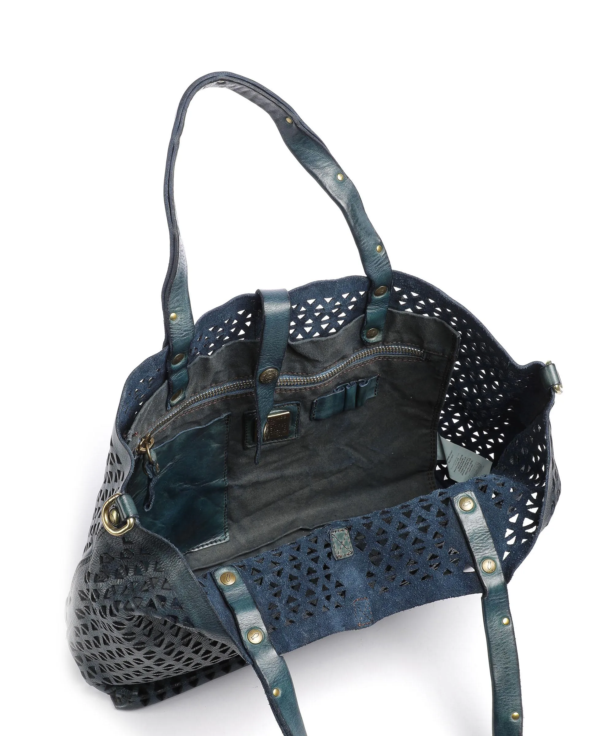  Campomaggi Borsa shopper pelle di vacchetta finemente grana blu scuro  