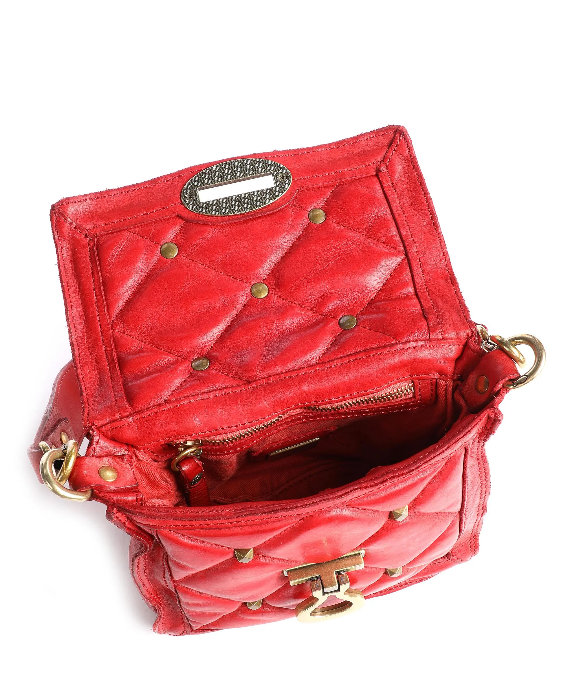  Campomaggi Prestige Borsa a spalla pelle di vacchetta finemente grana rosso  