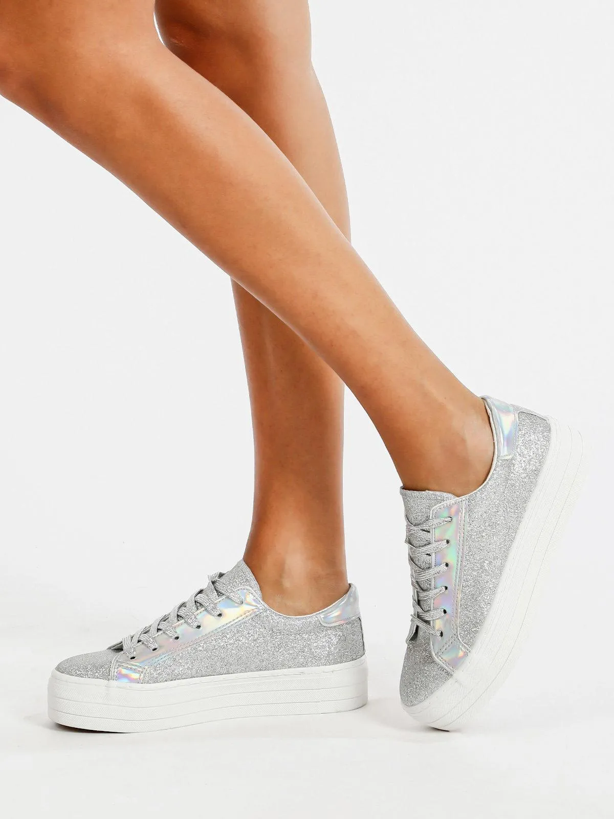 Charro Baskets argentées Glitte avec plateforme