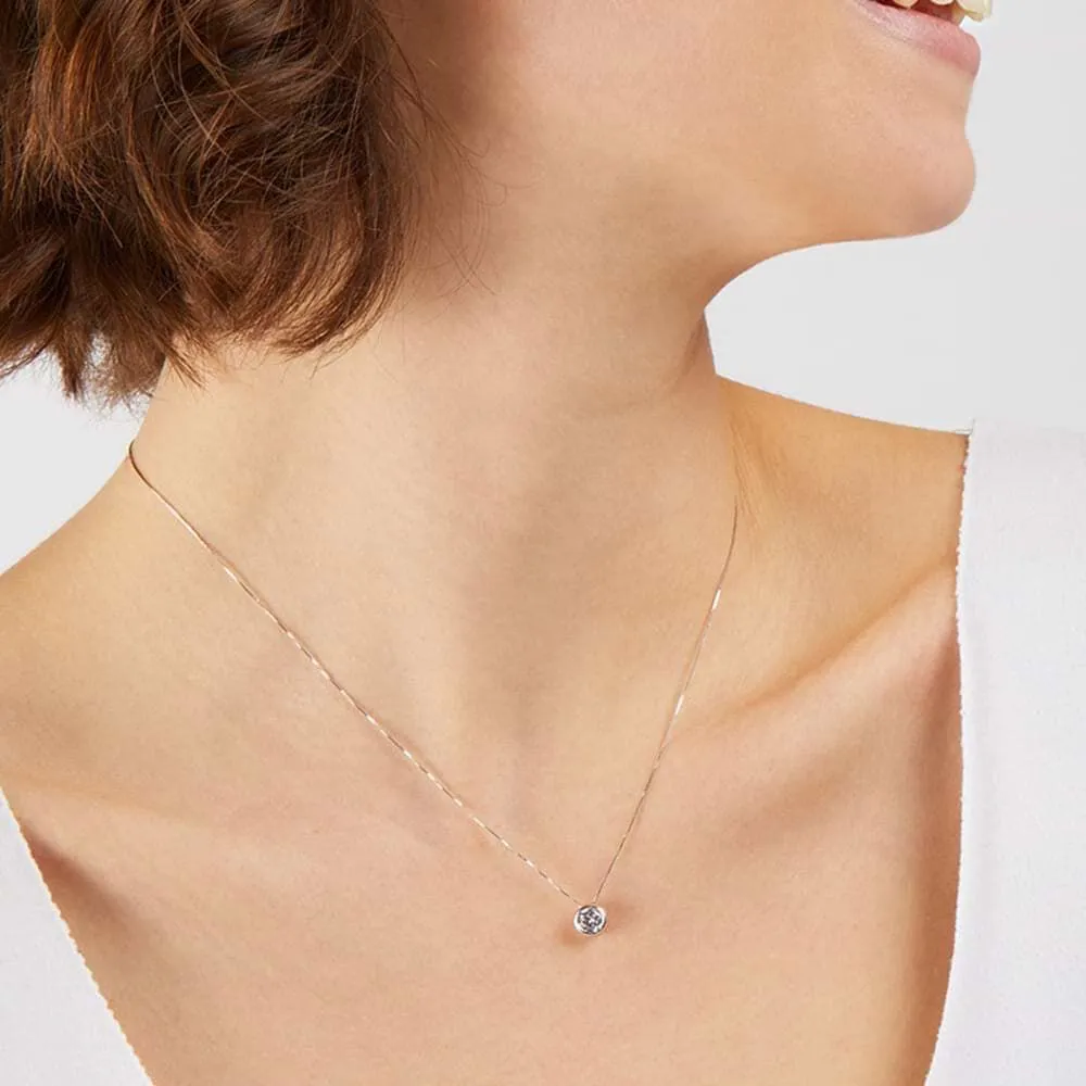 Collana Punto Luce Claire Oro Bianco 375/1000 Maglia Veneziana Cubic Zirconia Bianco 40 + 2 cm 1412164