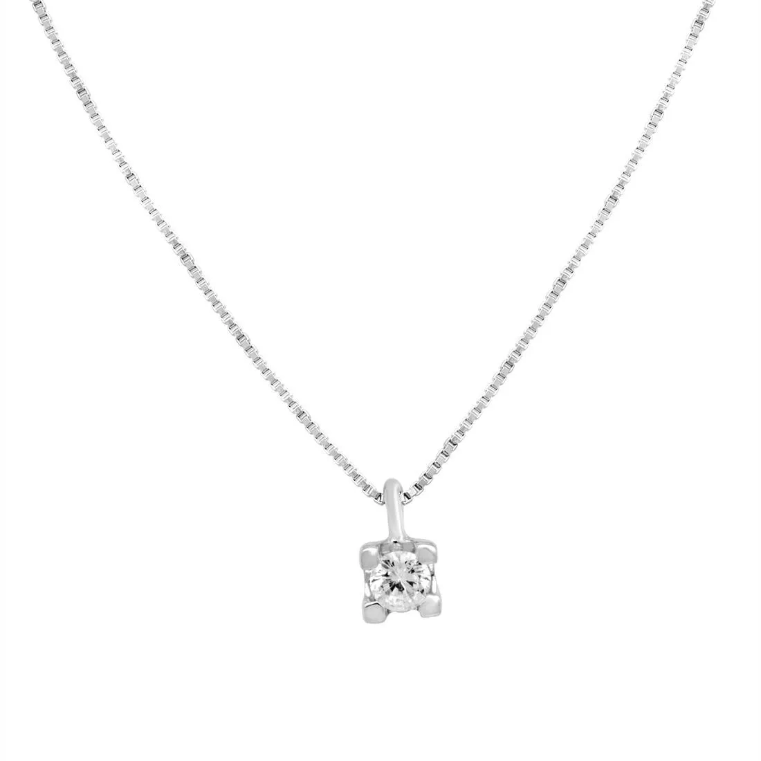Collana punto luce in oro bianco con diamante