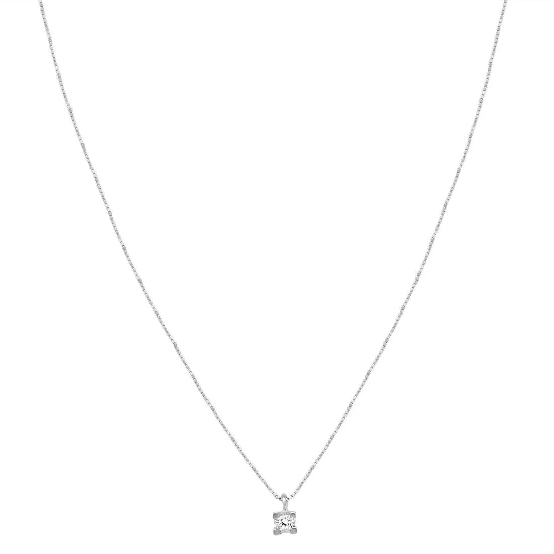 Collana punto luce in oro bianco con diamante