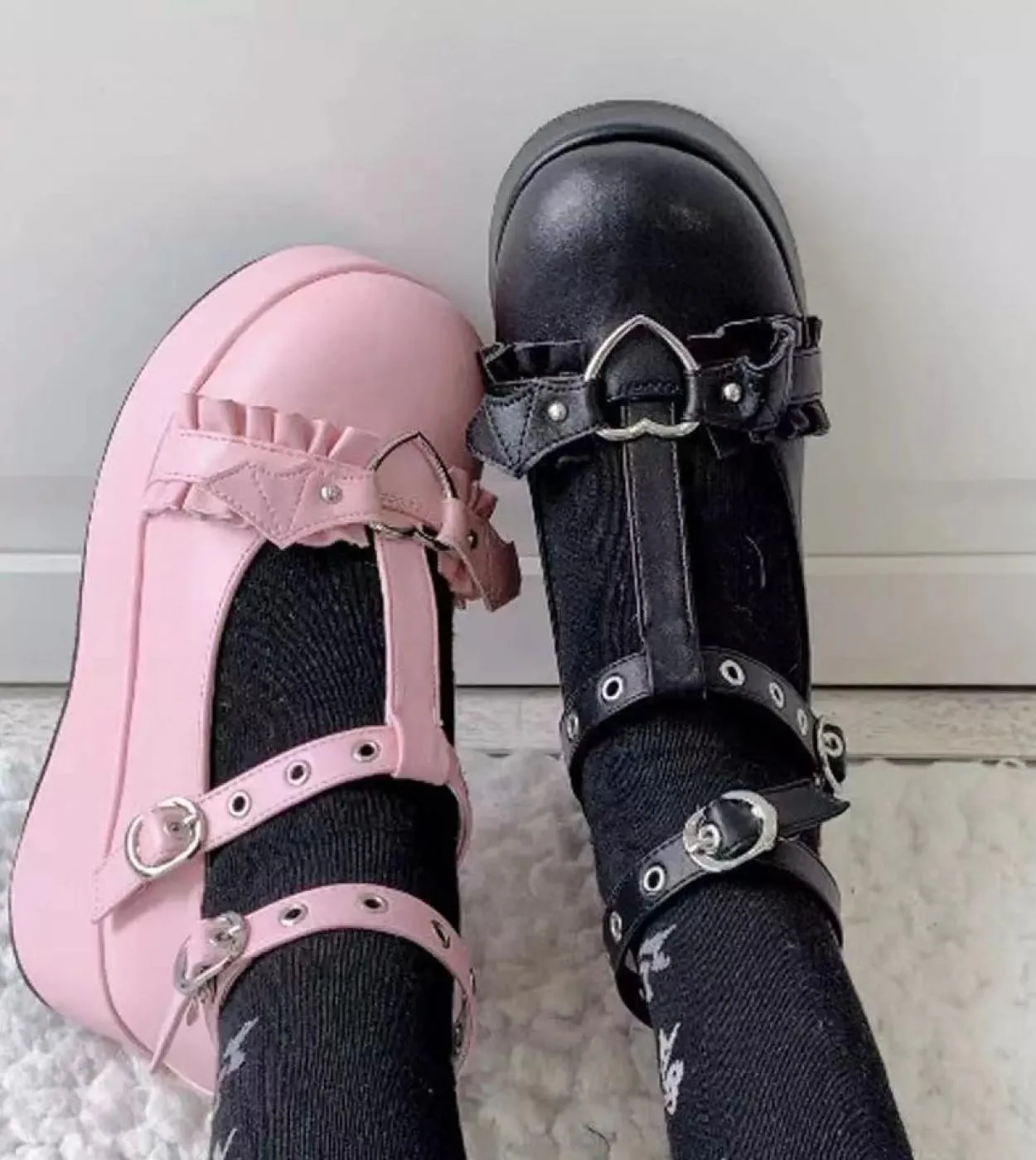 Comodi appartamenti da donna Mary Jane Student Platform Mocassini da donna Scarpe Taglie forti