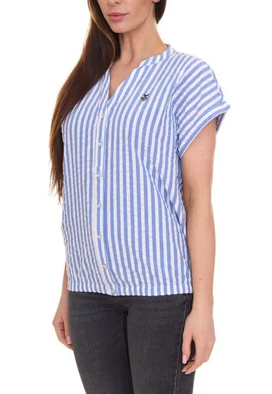 Confezione da 3 DELMAO camicetta estiva da donna a righe camicetta a maniche corte camicia estiva 64287360 blu/bianco