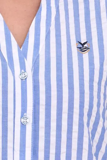 Confezione da 3 DELMAO camicetta estiva da donna a righe camicetta a maniche corte camicia estiva 64287360 blu/bianco