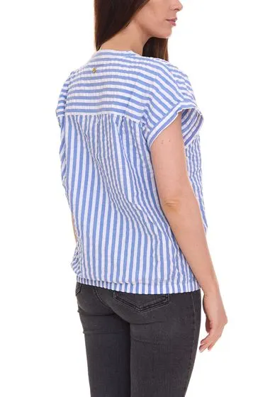 Confezione da 3 DELMAO camicetta estiva da donna a righe camicetta a maniche corte camicia estiva 64287360 blu/bianco