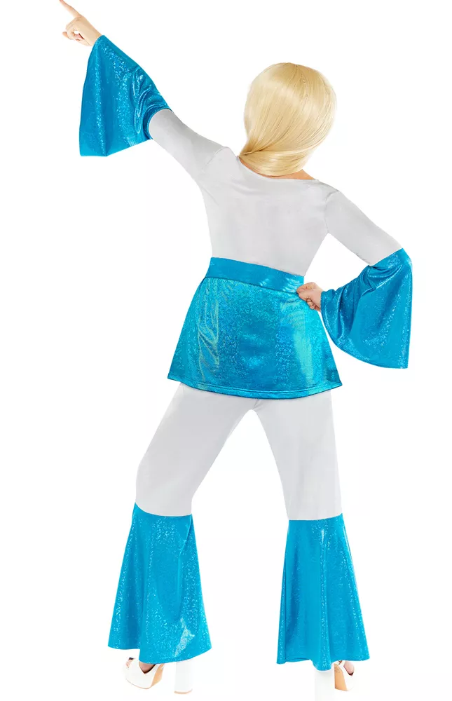 Costume da donna Disco Queen anni '70 di colore blu