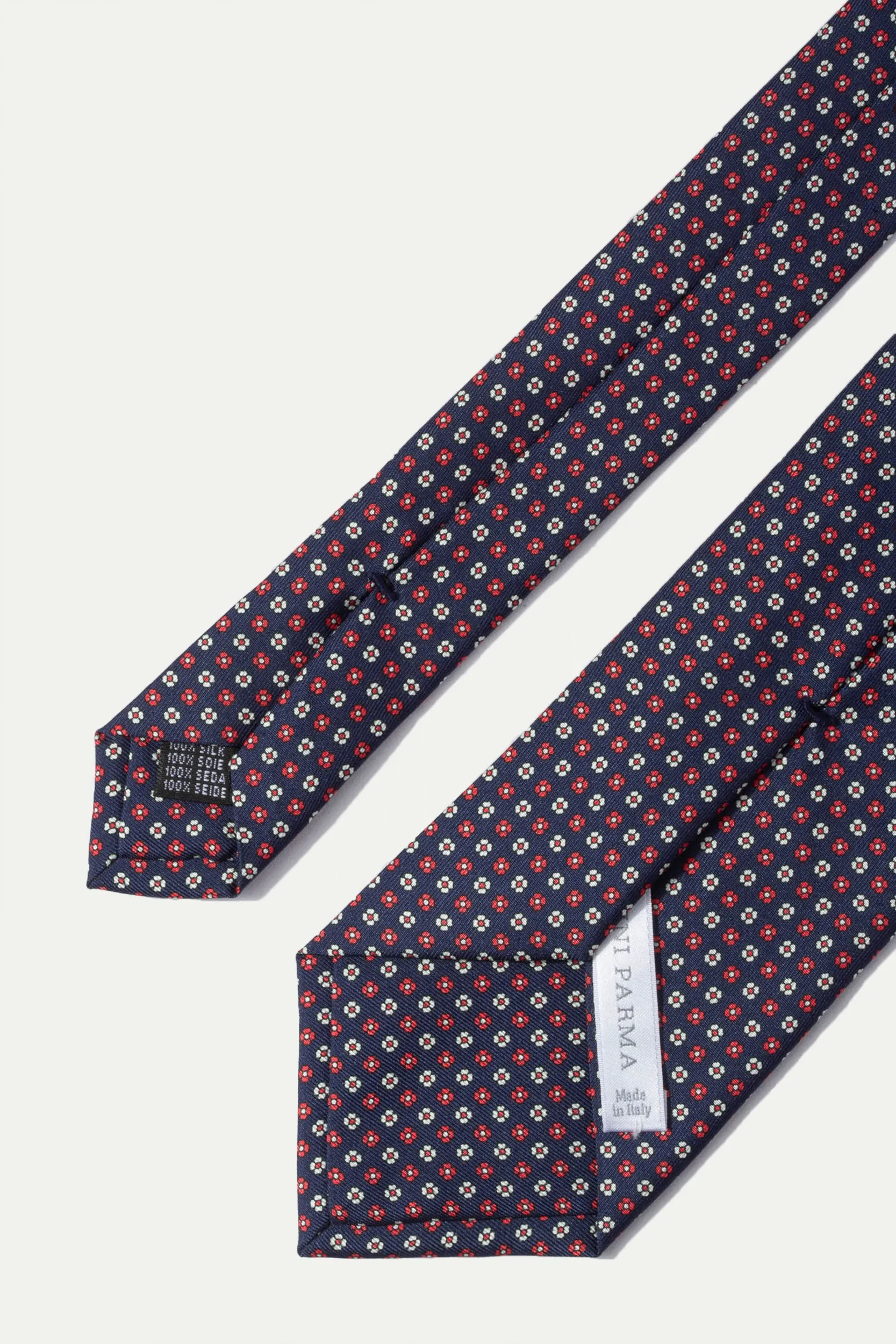 Cravatta blu in seta micro fantasia - Made In Italy    
