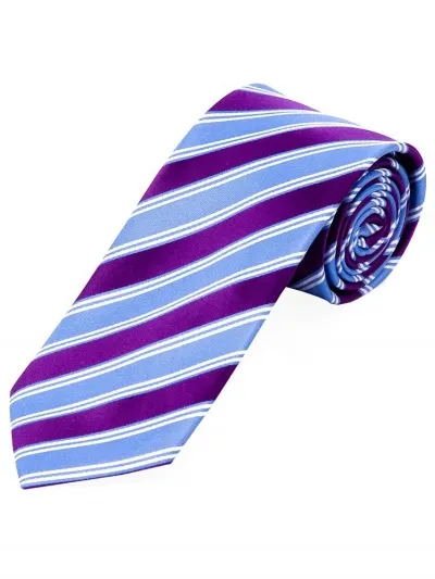 Cravatta business Design dinamico a righe Blu ghiaccio Viola Bianco neve