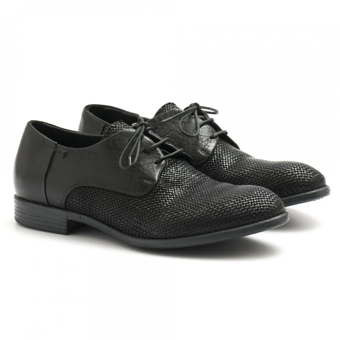 Derby Hundred 100 antracite in pelle intrecciata