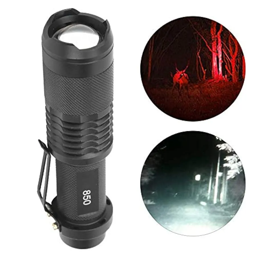 Dilwe Torcia a infrarossi, Torcia a infrarossi a LED con Messa a Fuoco Regolabile per Visione Notturna 850nm per videocamere con