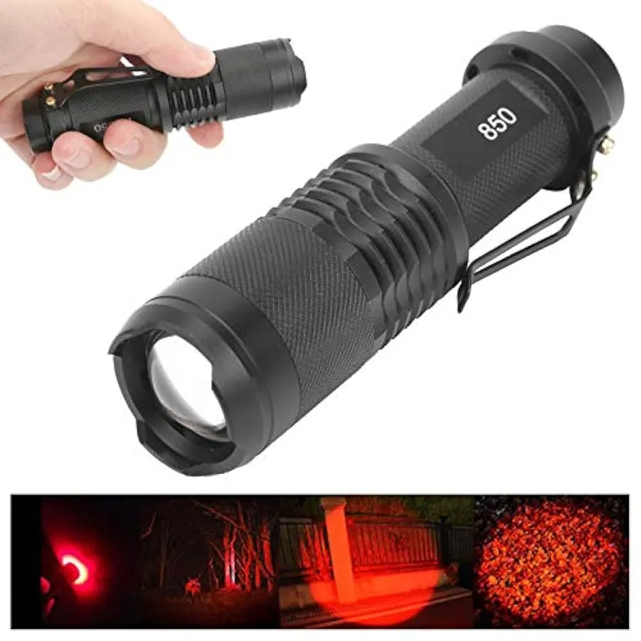Dilwe Torcia a infrarossi, Torcia a infrarossi a LED con Messa a Fuoco Regolabile per Visione Notturna 850nm per videocamere con