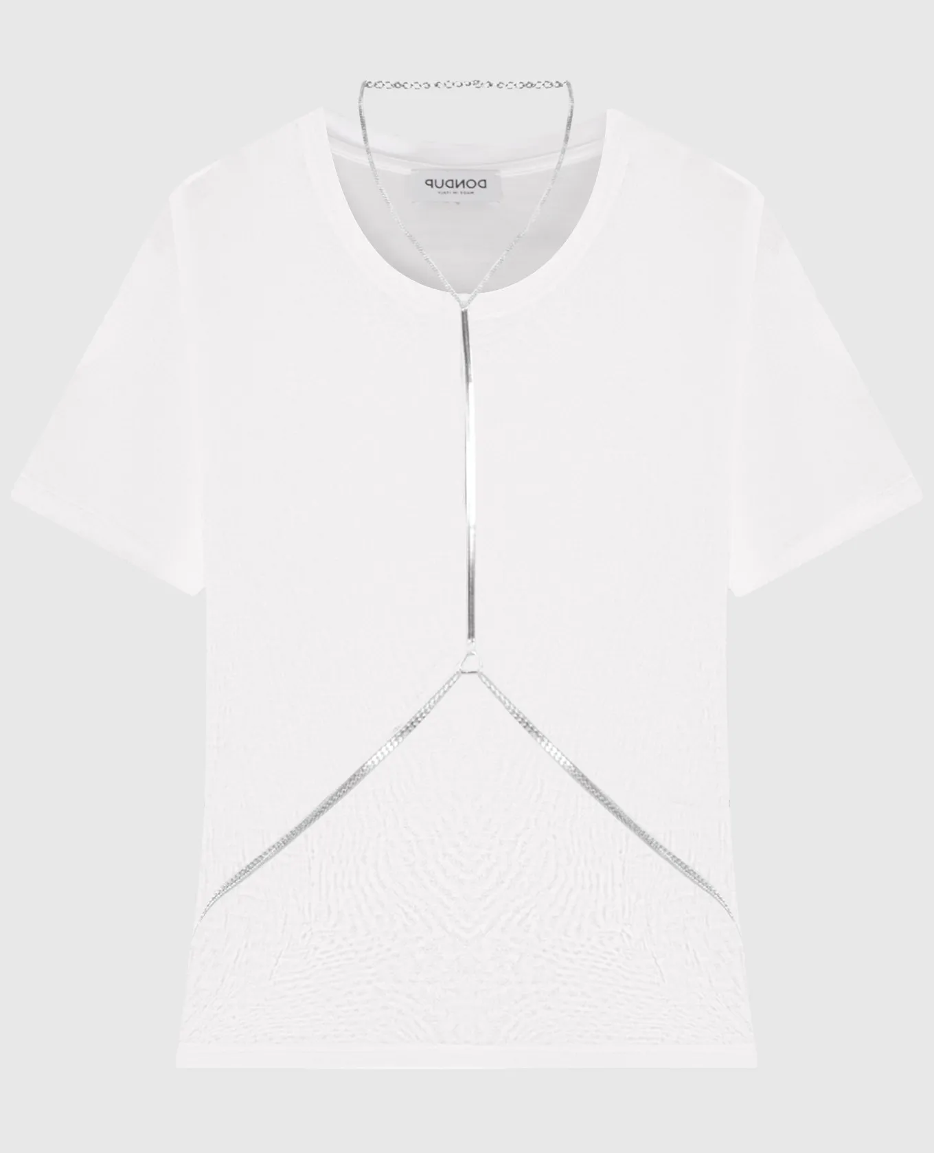 Dondup T-shirt bianca con catena DS009JF0338DHI9
