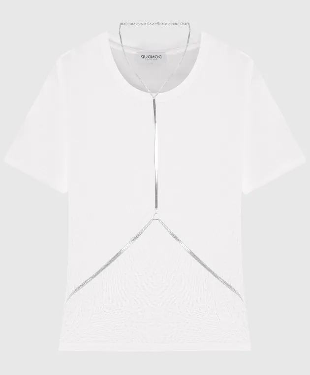 Dondup T-shirt bianca con catena DS009JF0338DHI9
