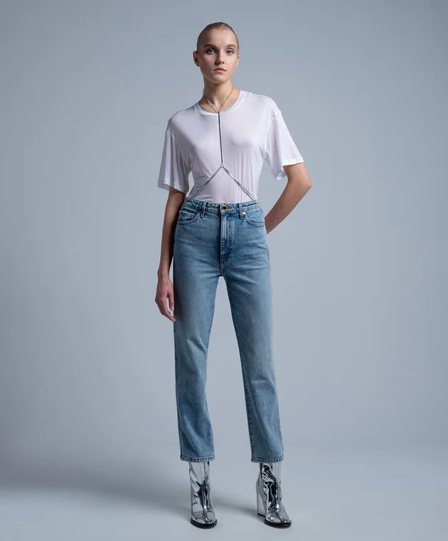 Dondup T-shirt bianca con catena DS009JF0338DHI9