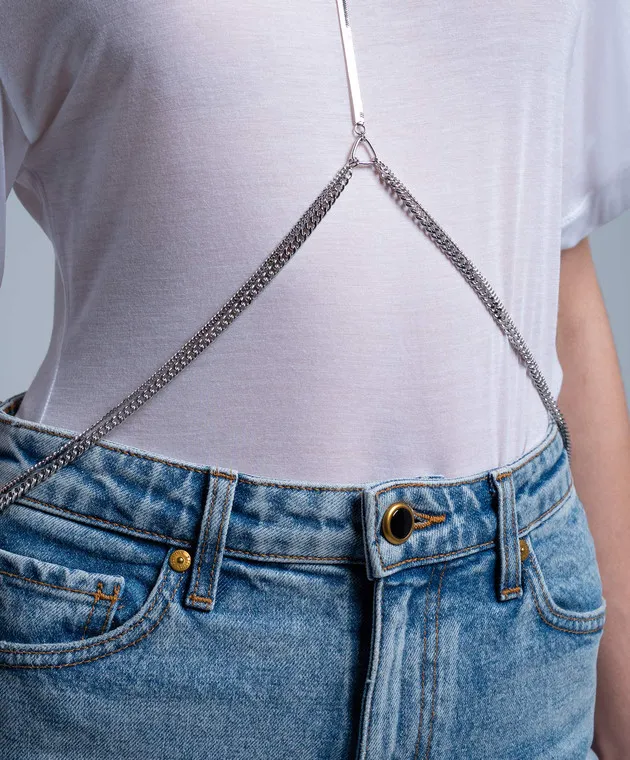 Dondup T-shirt bianca con catena DS009JF0338DHI9
