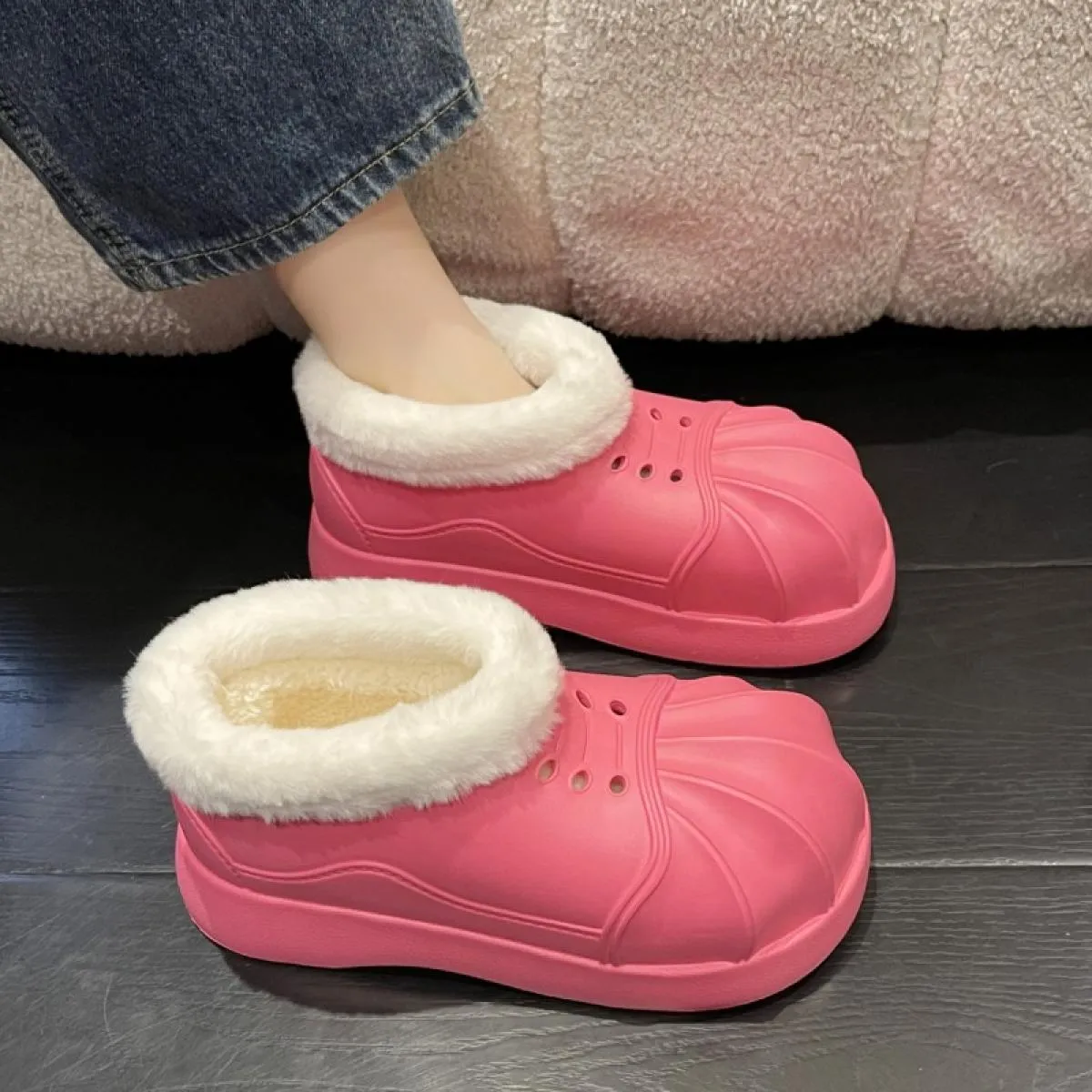 Donne Caldo Pelliccia Appartamenti Alla Caviglia Chelsea Stivali Inverno Peluche Della Piattaforma Neve Scarpe di Cotone 2023 Nu