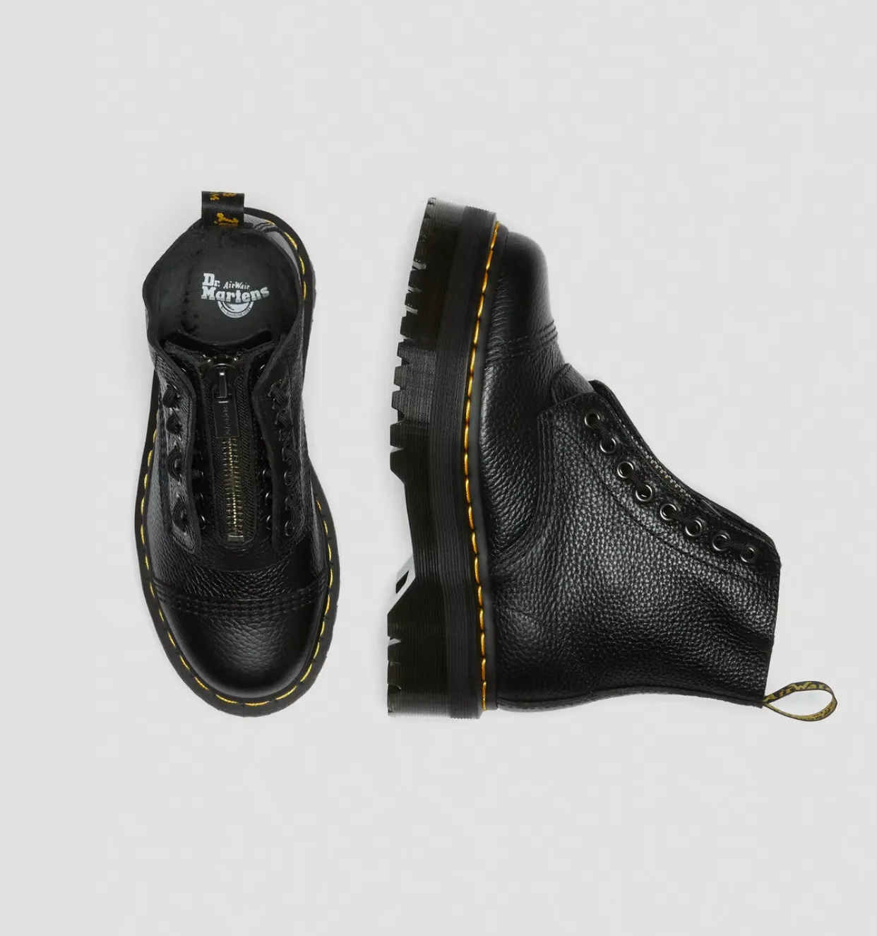 Dr.MARTENS Stivali platform in nappa lavorata Sinclair
