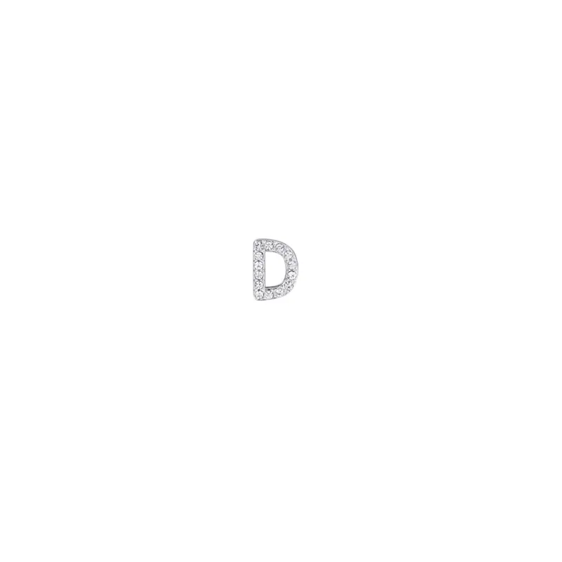 DROP D IN ACCIAIO CON CRISTALLI BIANCHI