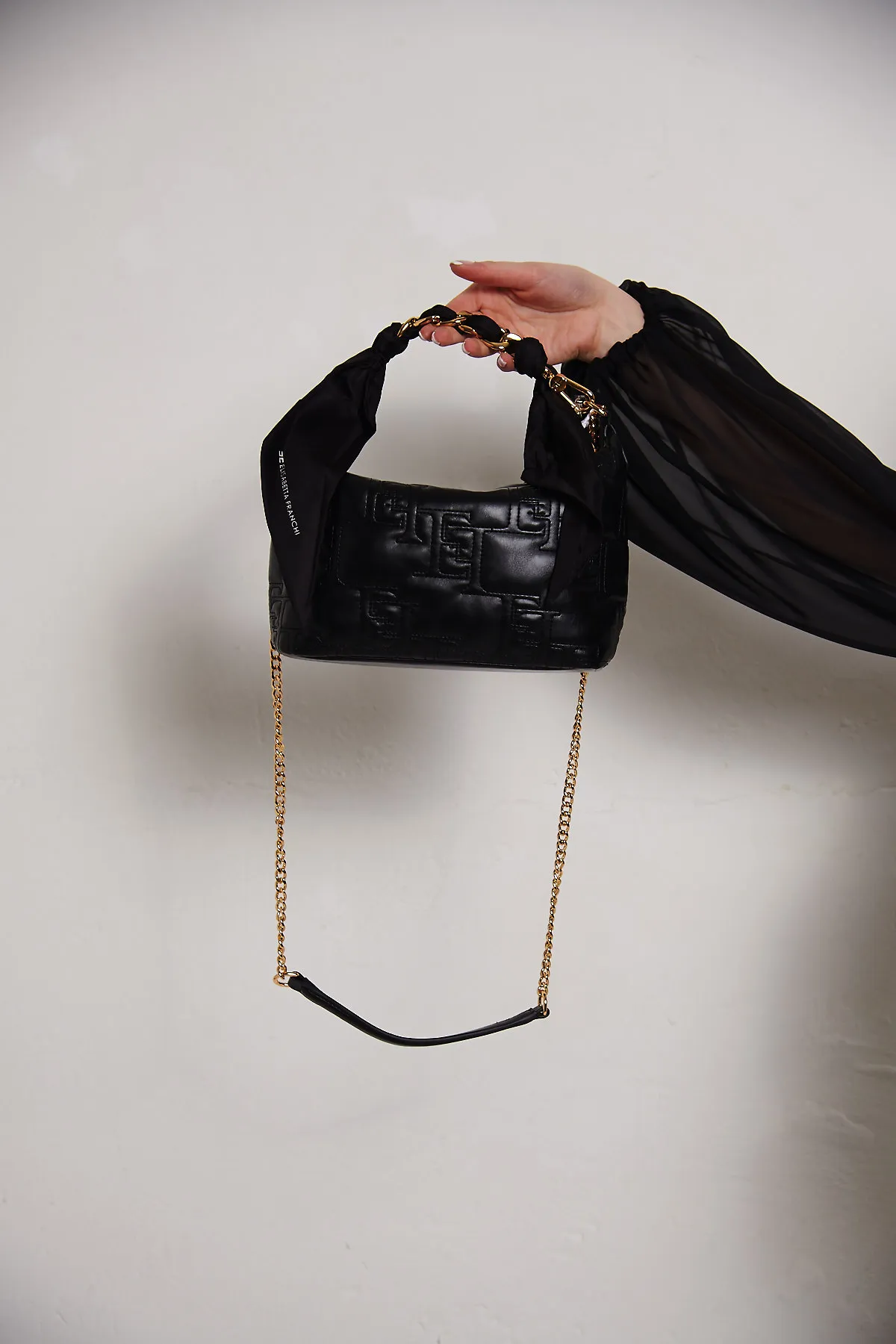 Elisabetta Franchi Borsa Hobo piccola con catena foulard