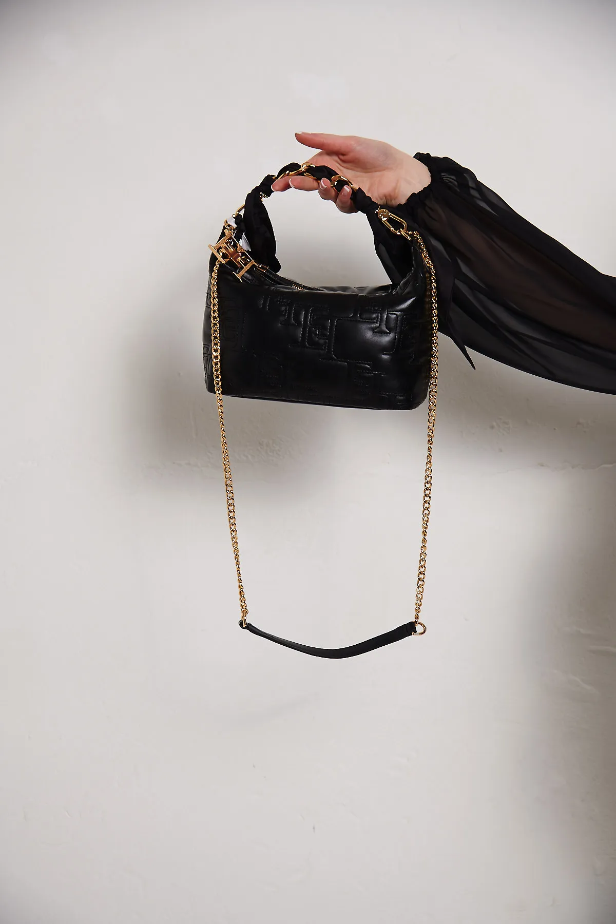 Elisabetta Franchi Borsa Hobo piccola con catena foulard