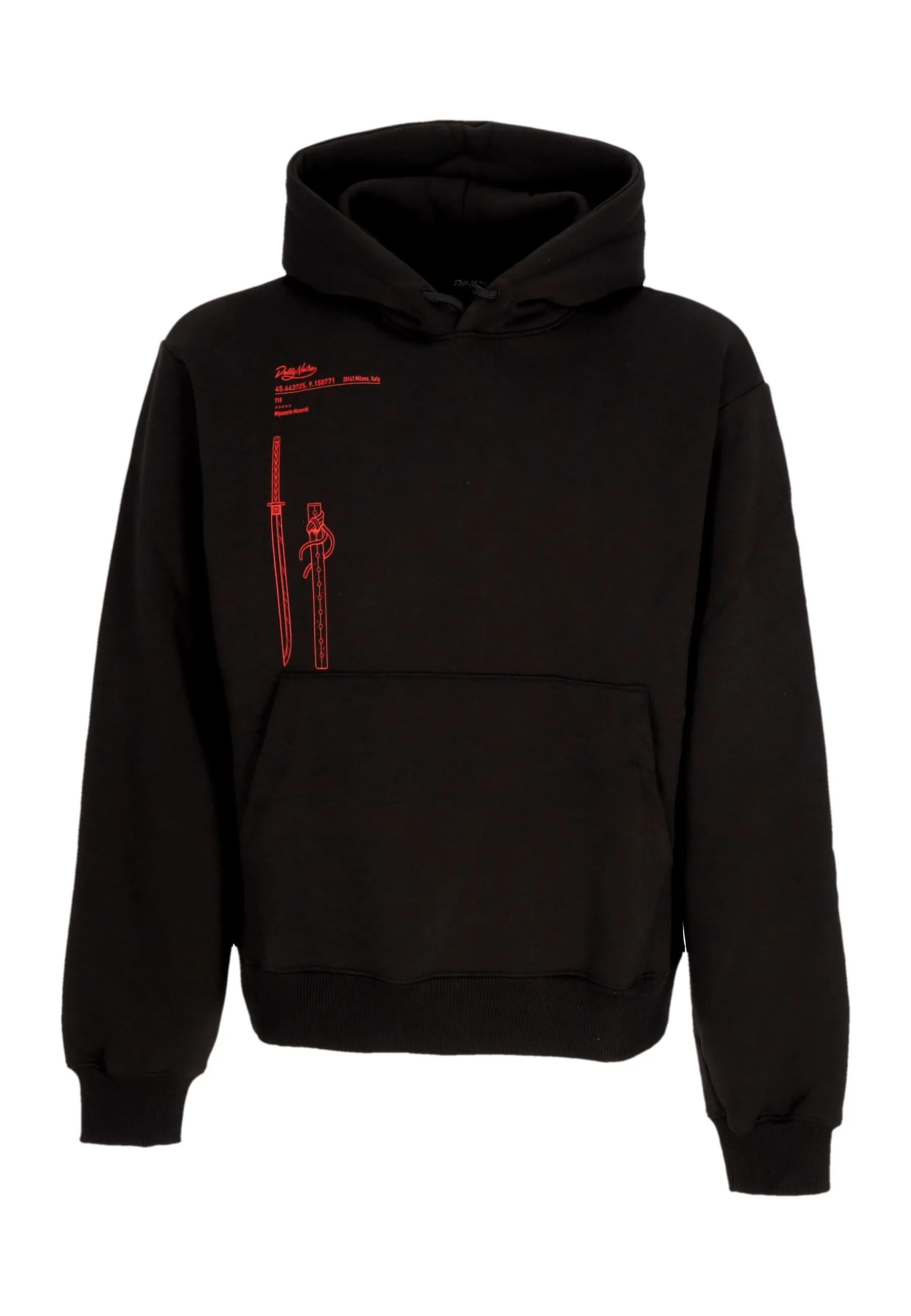 Felpa Cappuccio Uomo Miyamoto Musashi Outline Hoodie Black