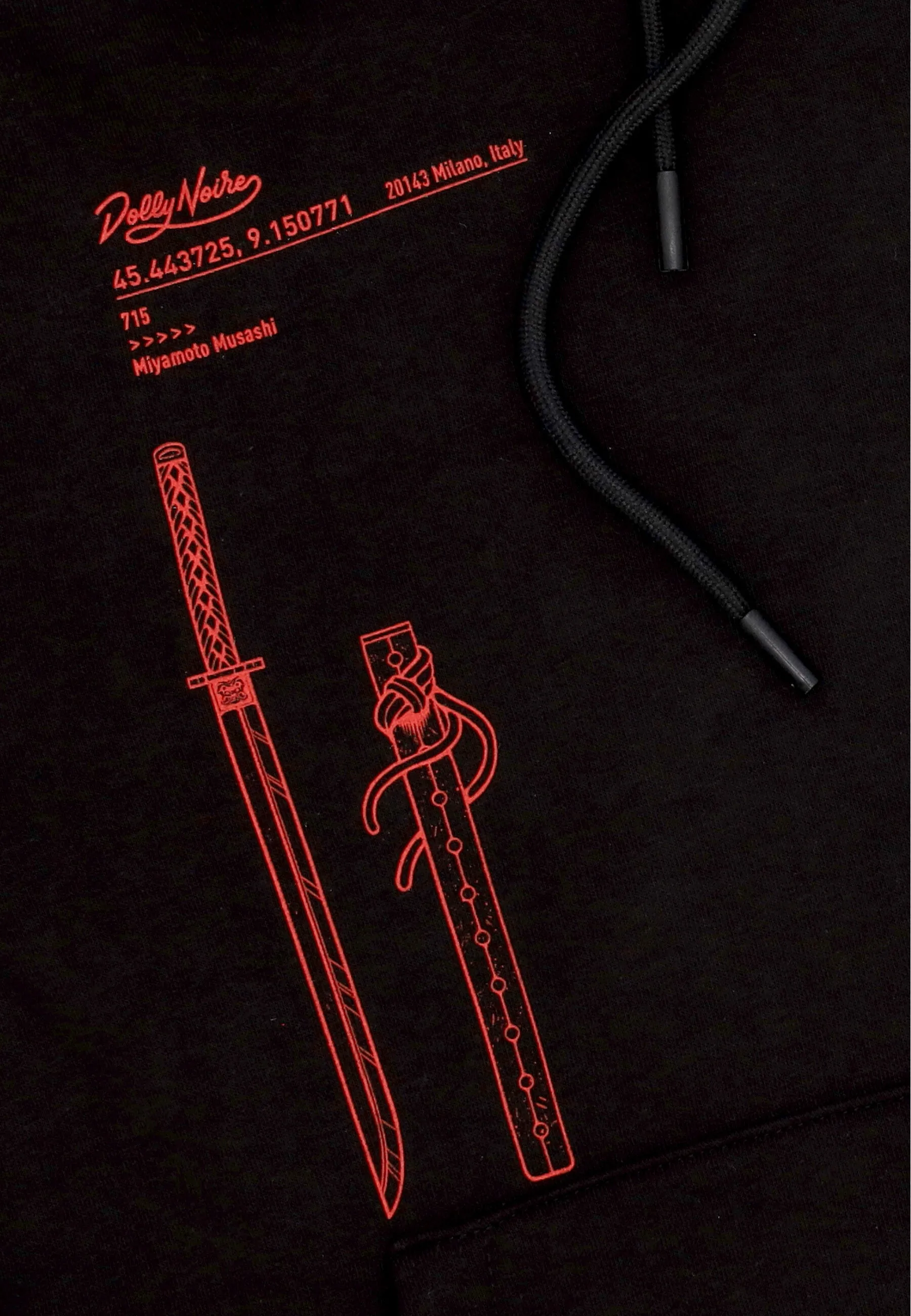 Felpa Cappuccio Uomo Miyamoto Musashi Outline Hoodie Black