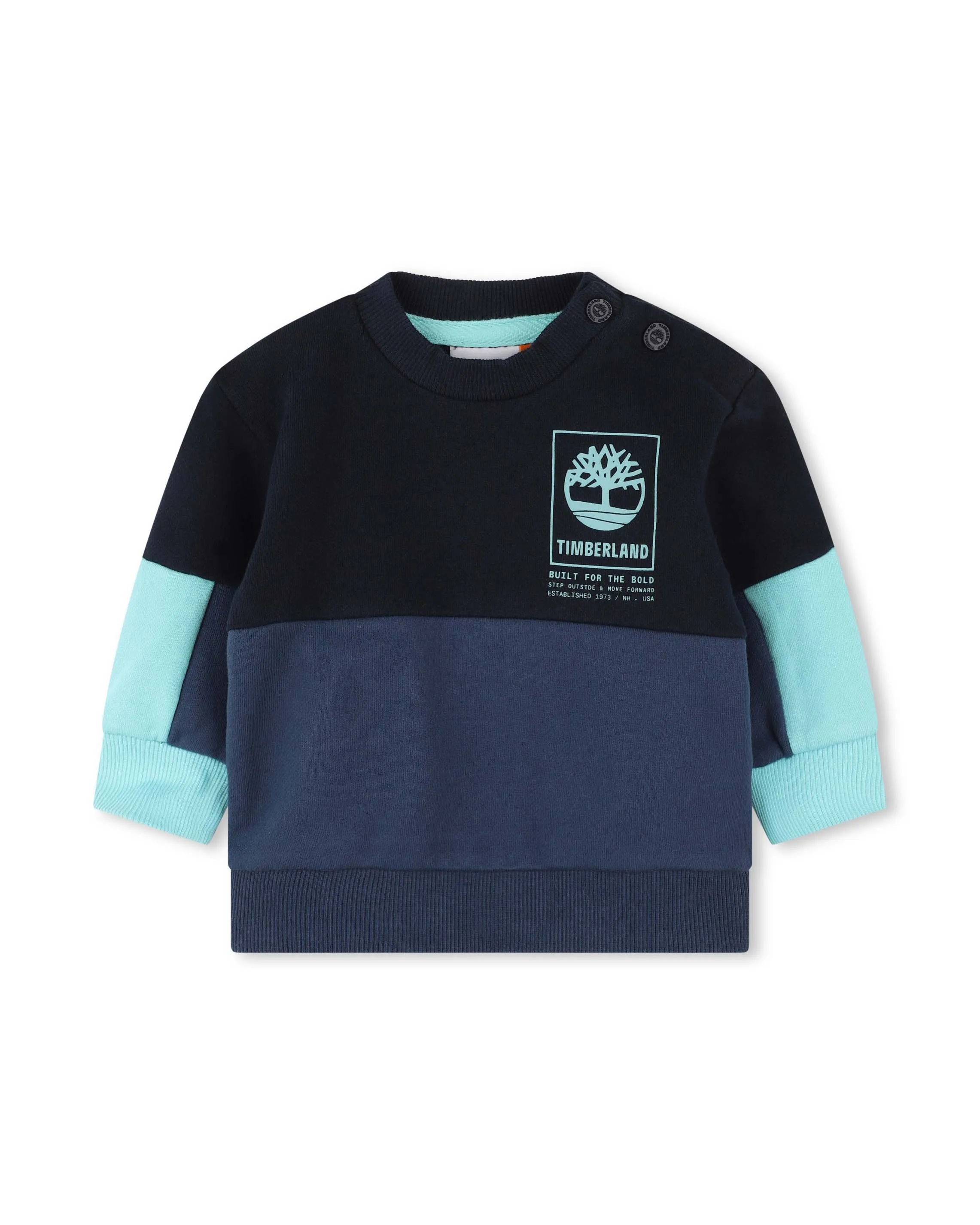 Felpa color block blu azzurra e nera in cotone 24-36 mesi