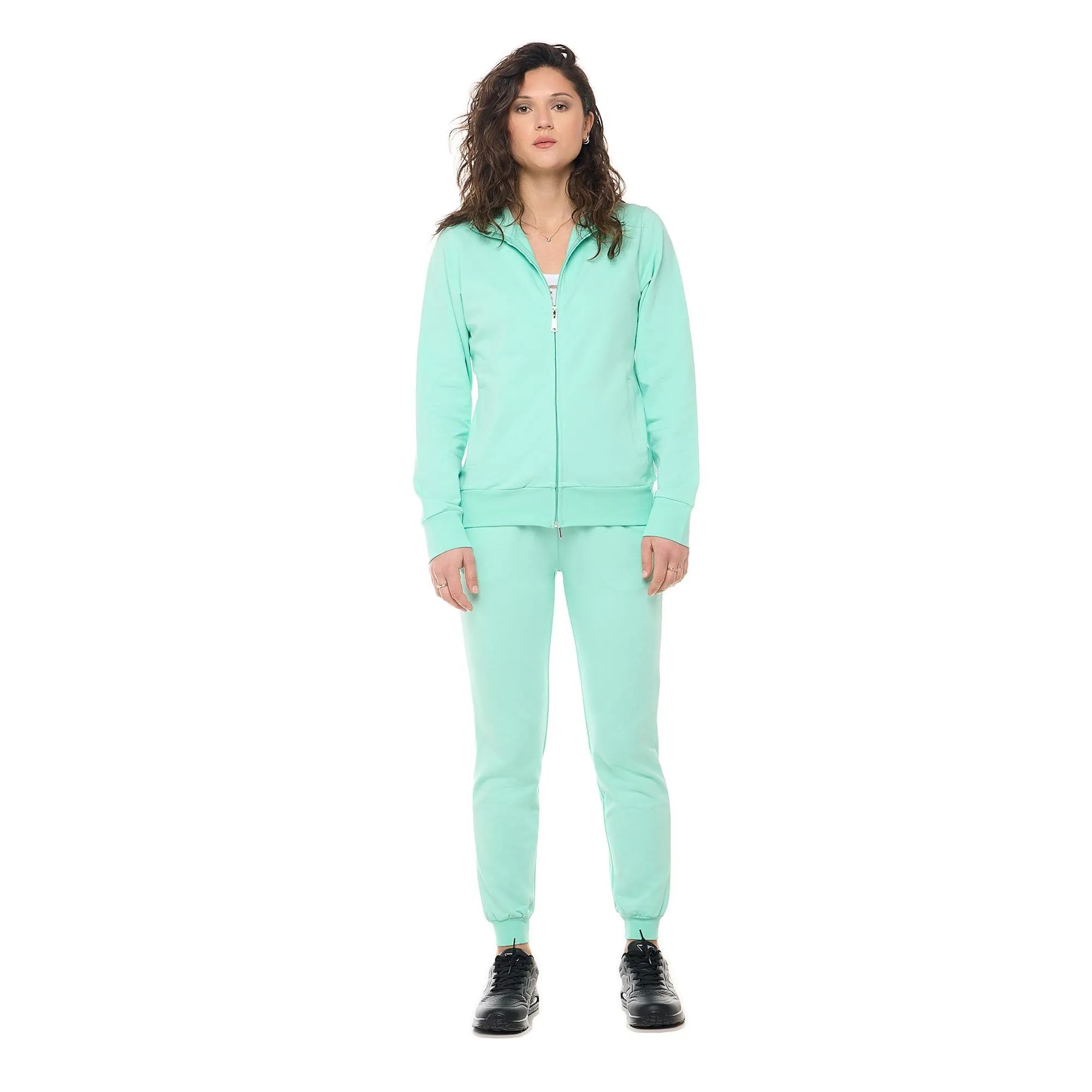 Felpa con colletto e zip da donna non felpata Leone Basic