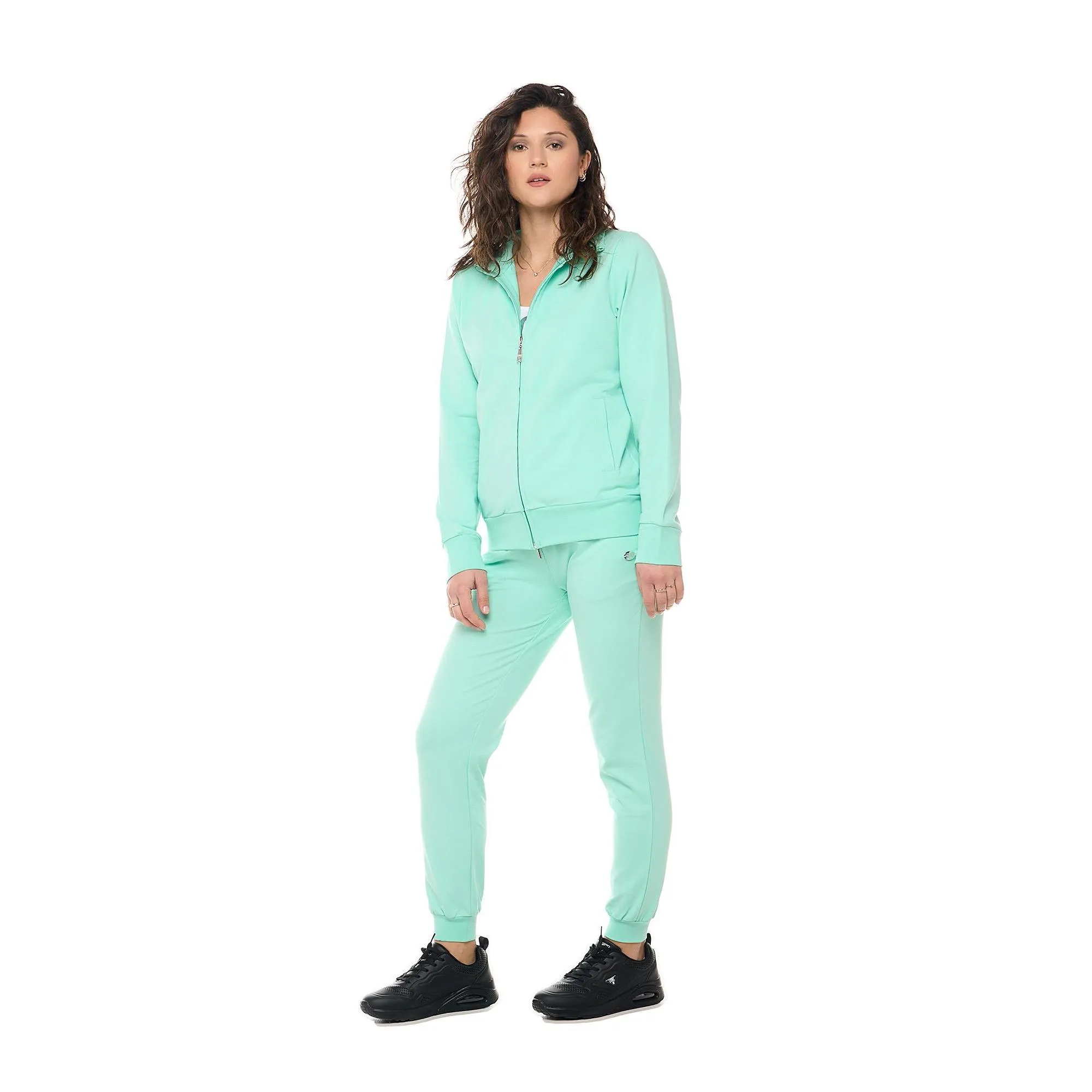Felpa con colletto e zip da donna non felpata Leone Basic