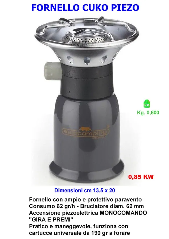 FORNELLO A GAS CUKO EUROCAMPING a cartuccia 190 gr universale