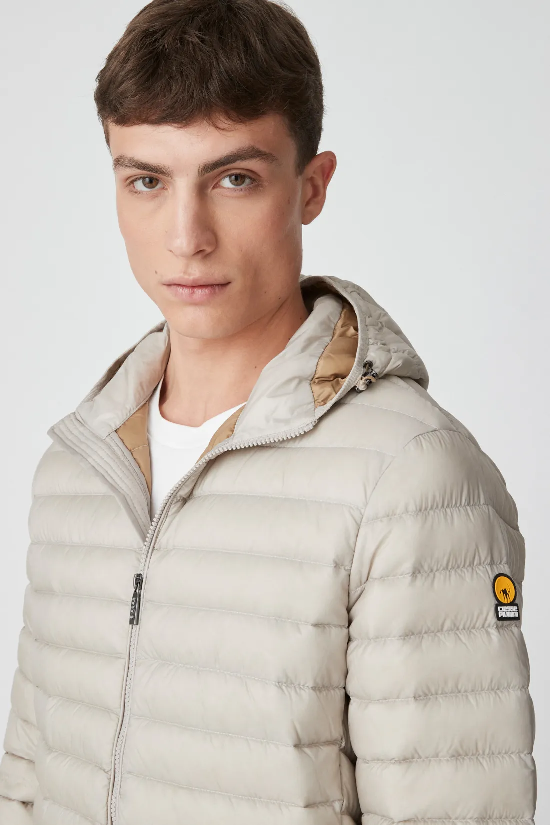FRANKLIN 2.0 – Beige hooded down jacket