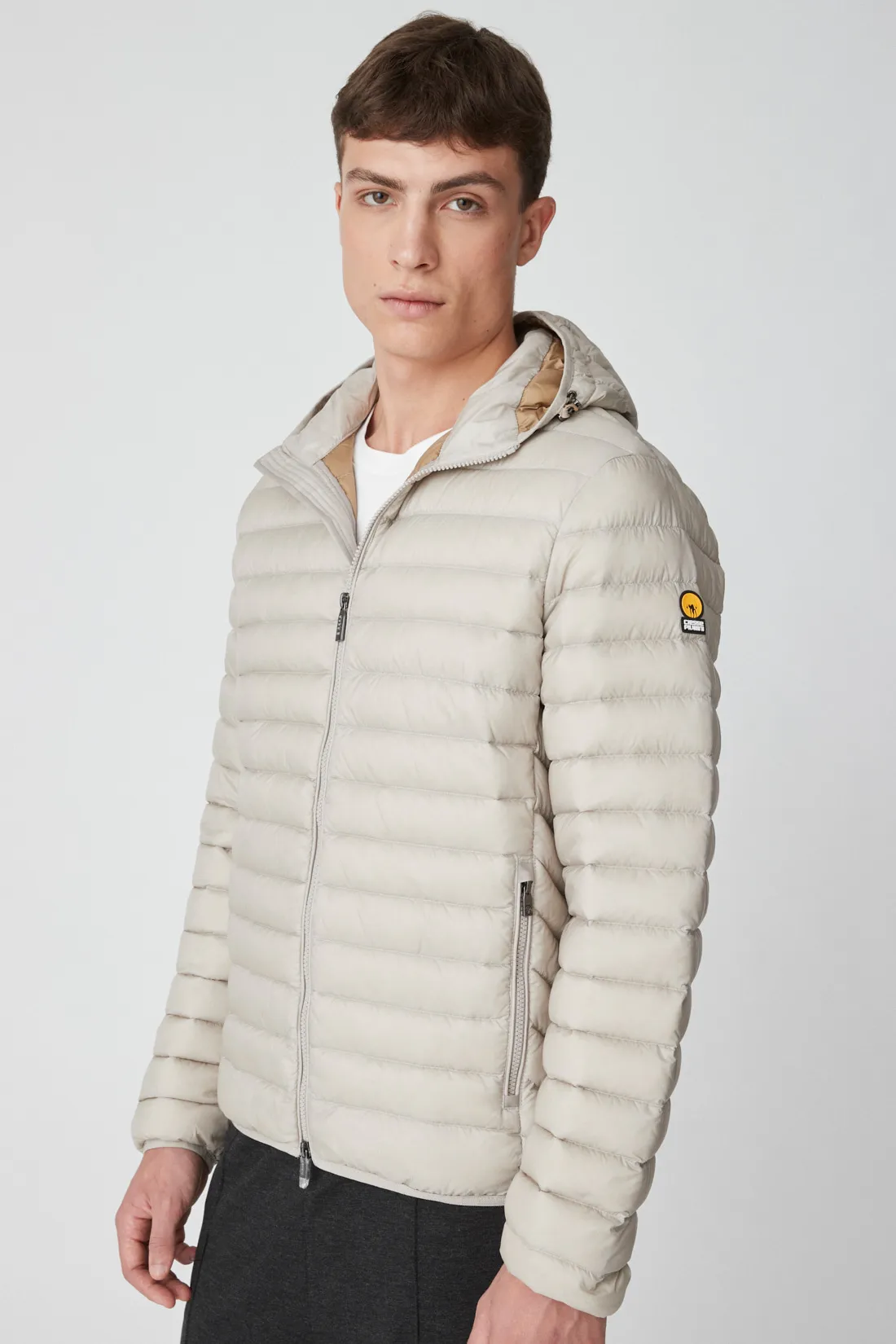 FRANKLIN 2.0 – Beige hooded down jacket