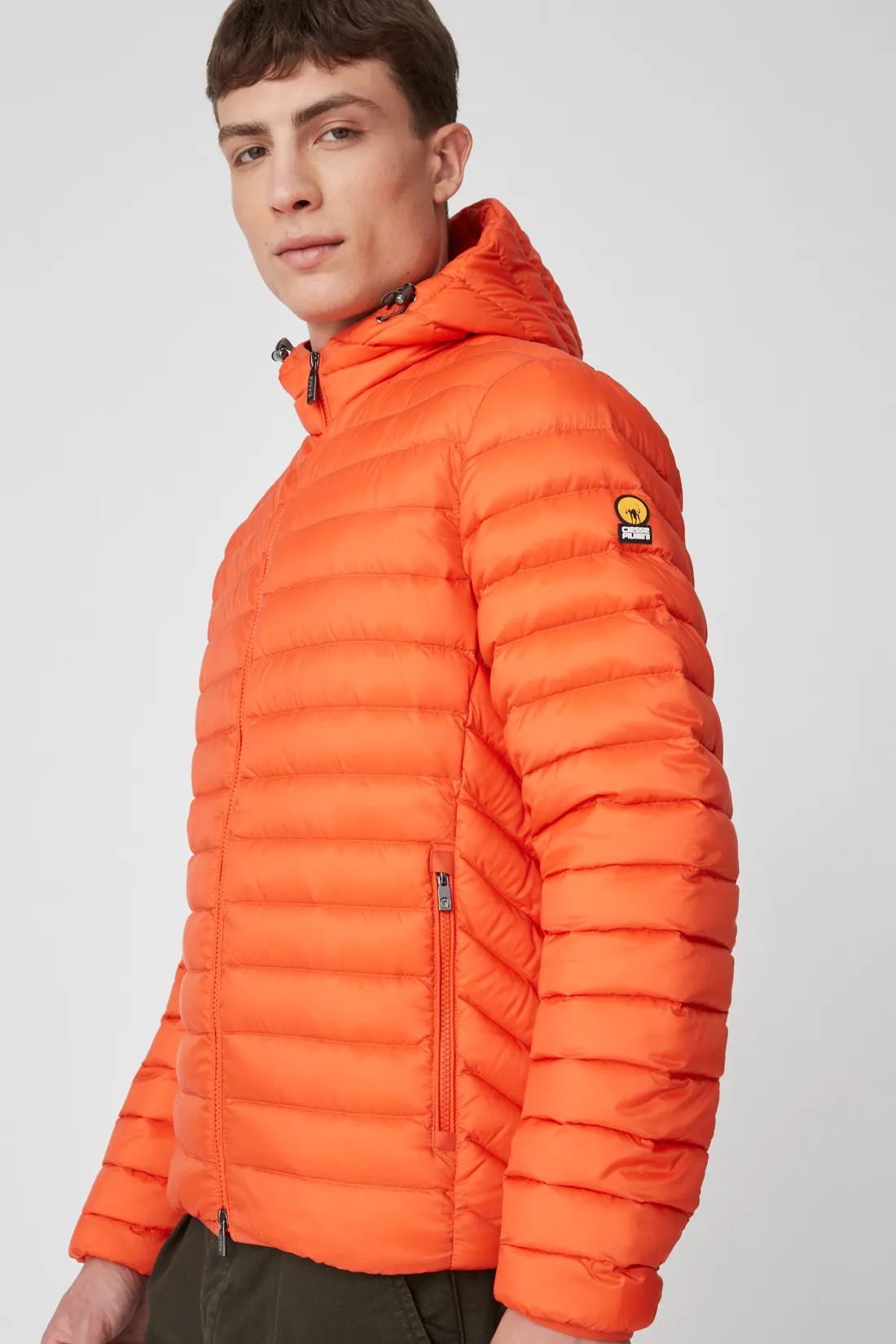 FRANKLIN 2.0 – Orange hooded down jacket