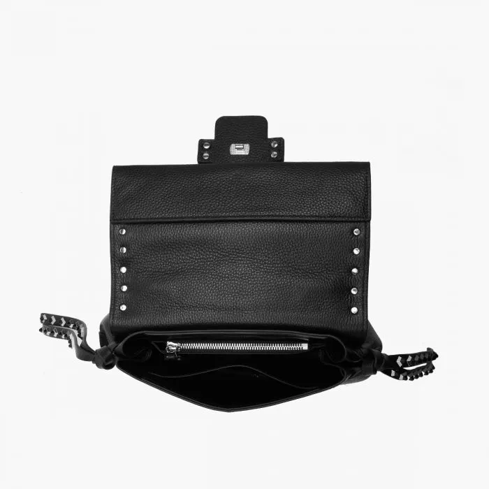FRIVOLOUS M. IZABEL MED. HANDBAG TUMBLED LEAT BLACK