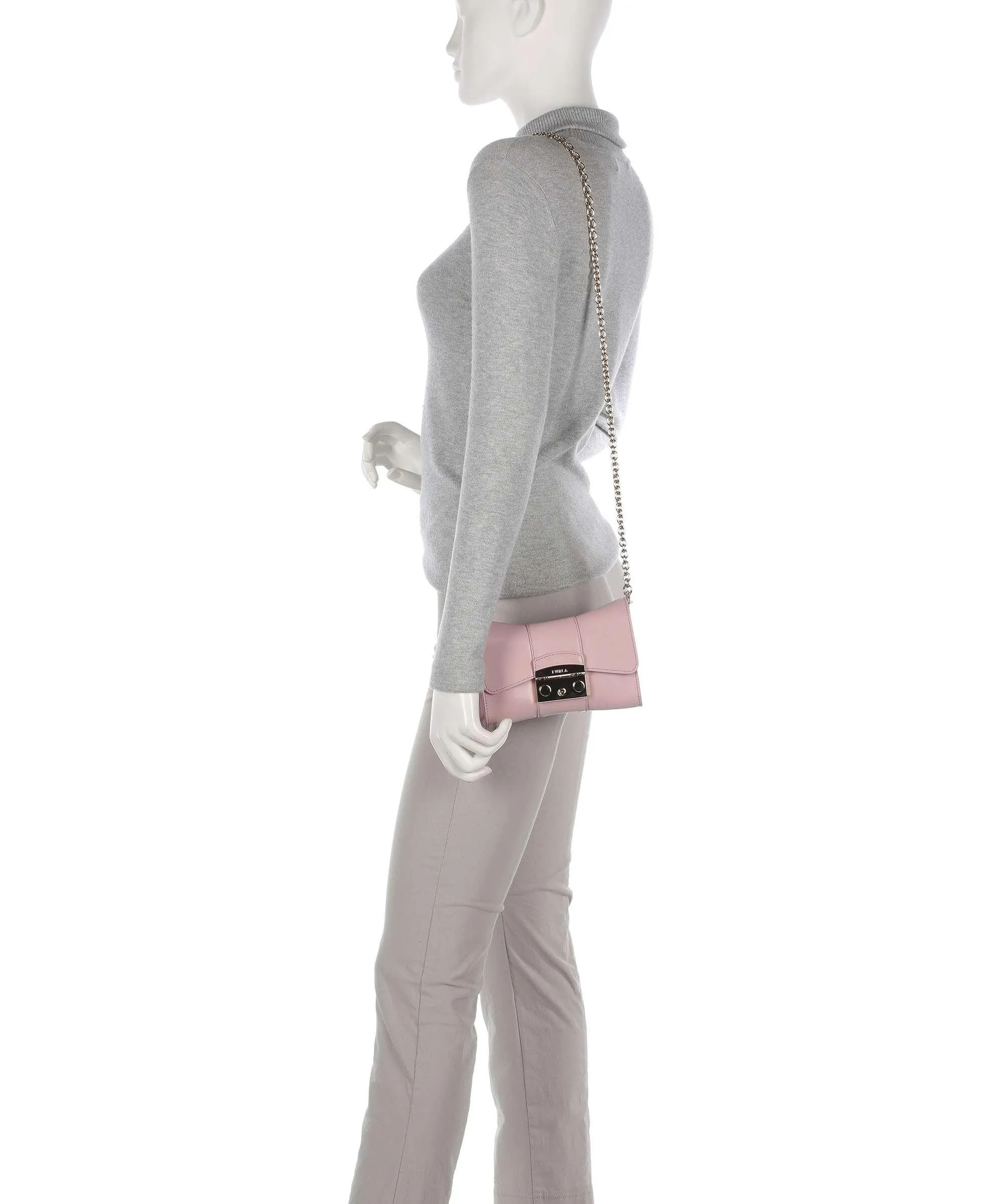  Furla Metropolis Remix Mini Borsa a tracolla pelle a grana fine rosa  