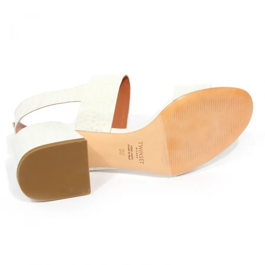 G1734 sandalo donna TWIN-SET off white leather sandal woman