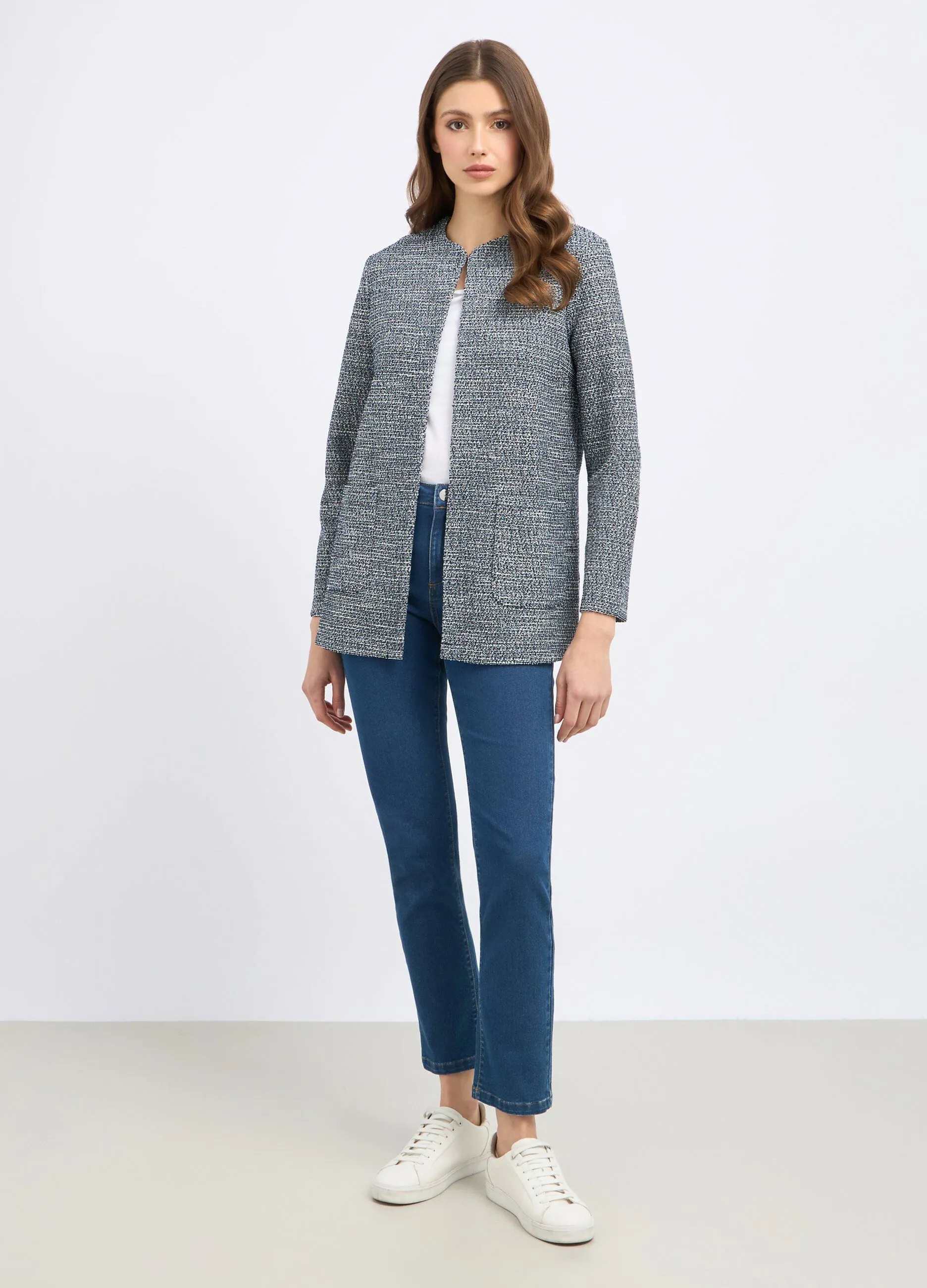 Giacca cardigan con filo lurex