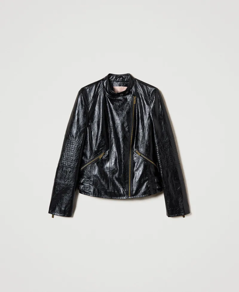 Giacca chiodo effetto pelle con zip