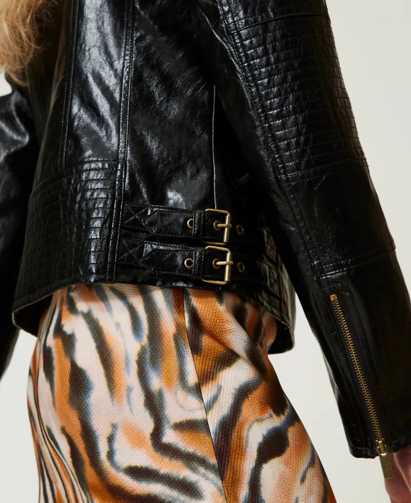 Giacca chiodo effetto pelle con zip