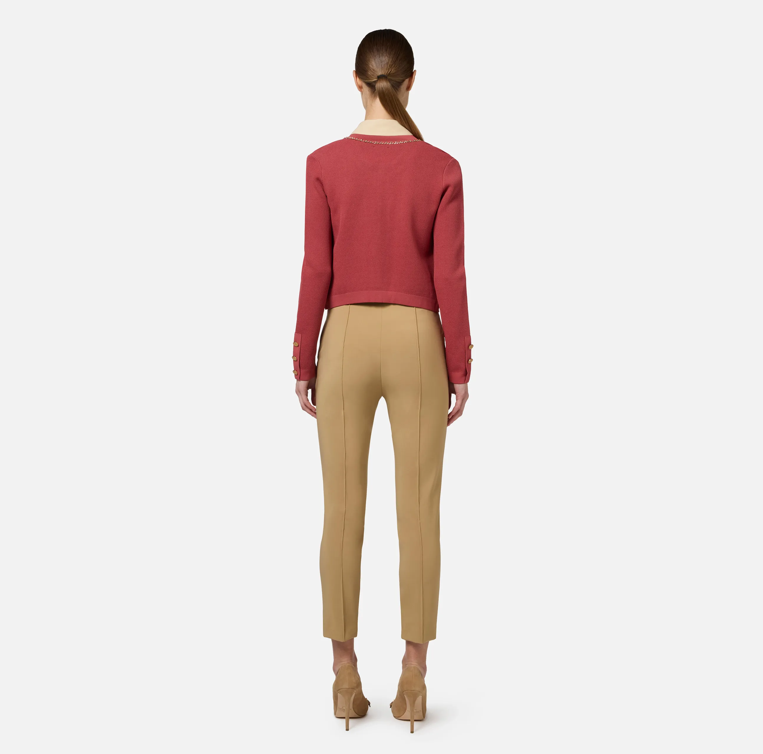 Giacca cropped in viscosa con catena