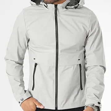 Giacca grigia con cappuccio e zip