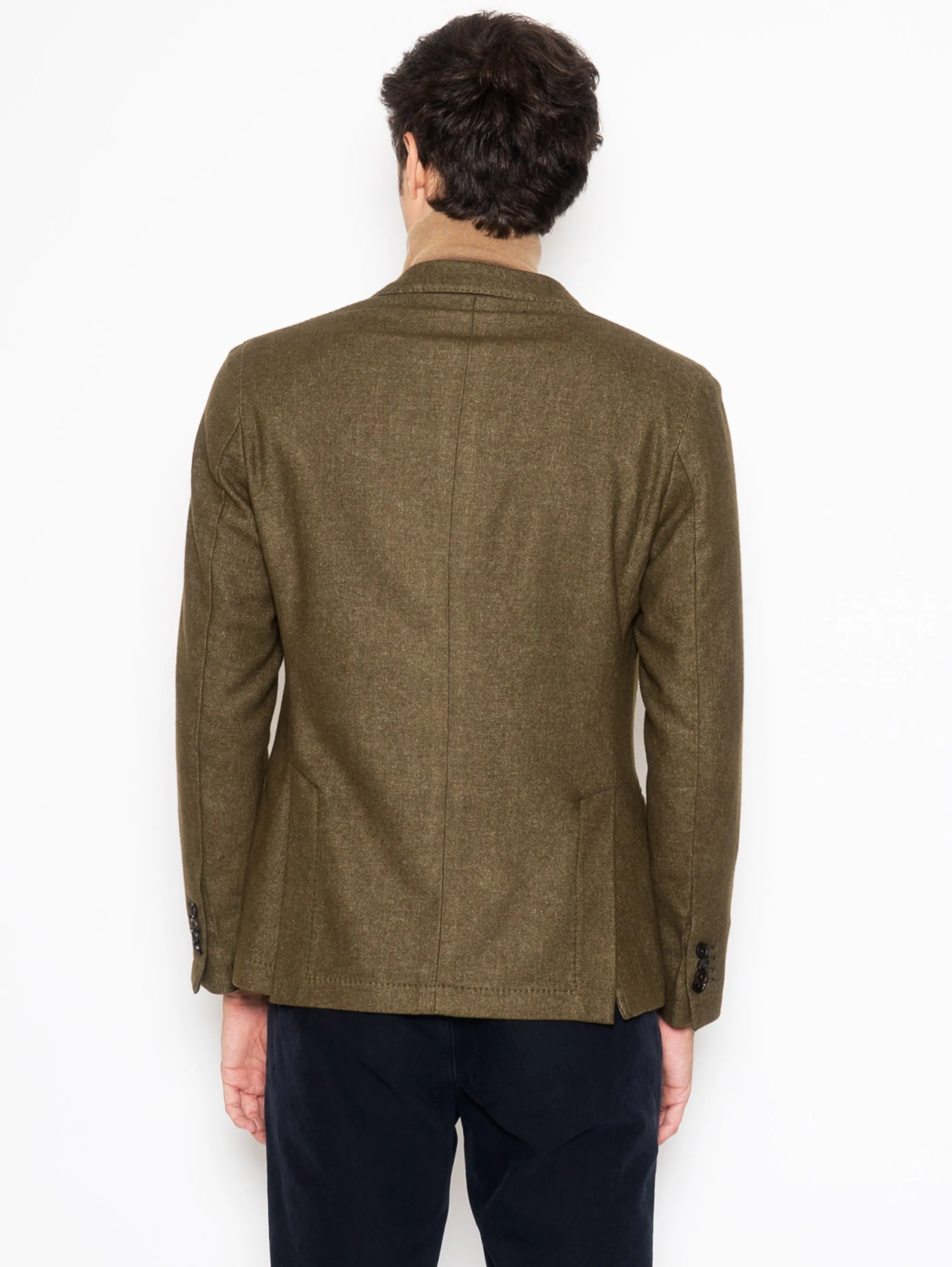 Giacca Monopetto in Lana Verde