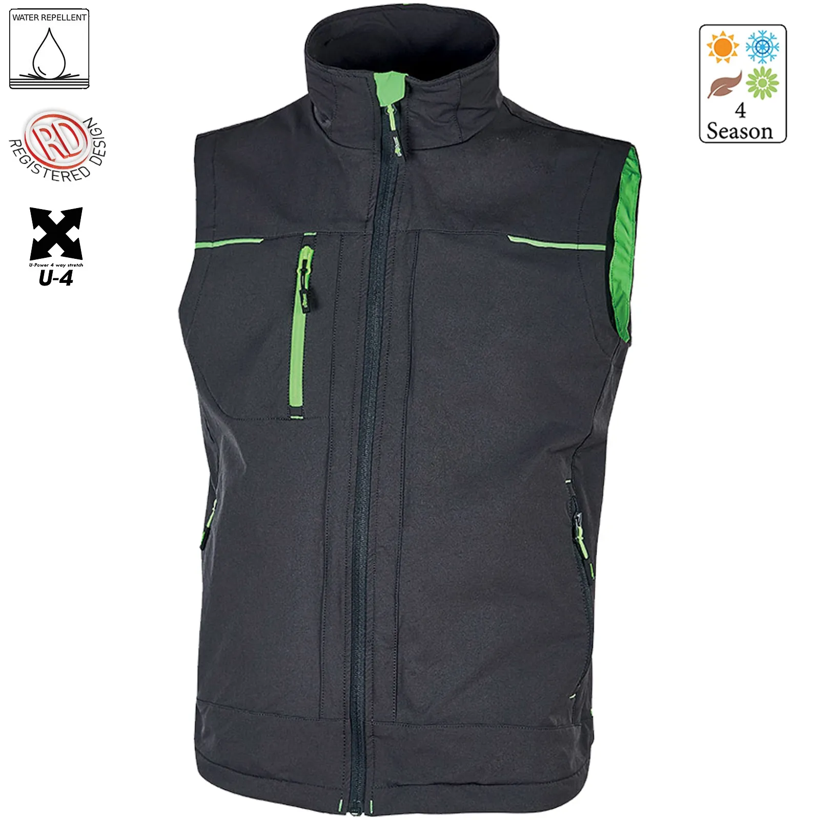 Gilet Smanicato ESTIVO Impermeabile Multitasche U-POWER Lavoro Uomo Donna SATURN