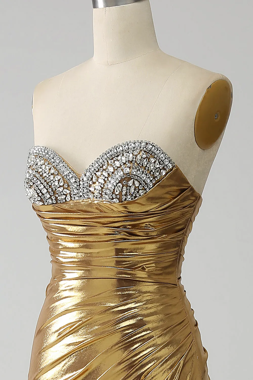 Golden Mermaid Abito da ballo lungo senza spalline con fessura